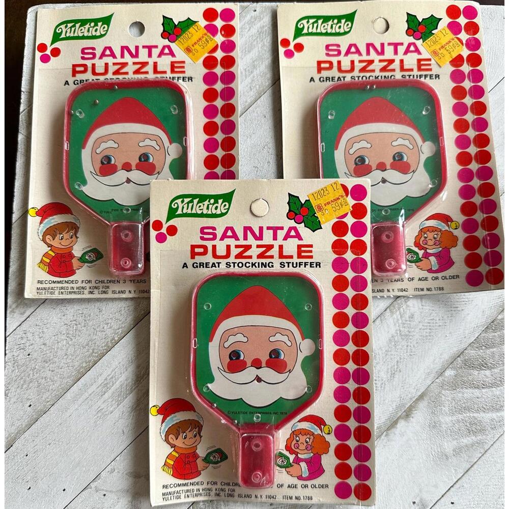 1978 Yuletide Enterprises Santa Puzzle, Set of 3, New in Package, Christmas‎